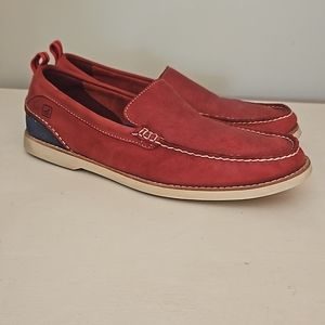 Mens Red Leather Sperry Slip-on Boat Shoes size 11.5